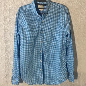 American Eagle Outfitters Blue Checkered Gingham Pattern Men's Shirt Preppy Bold